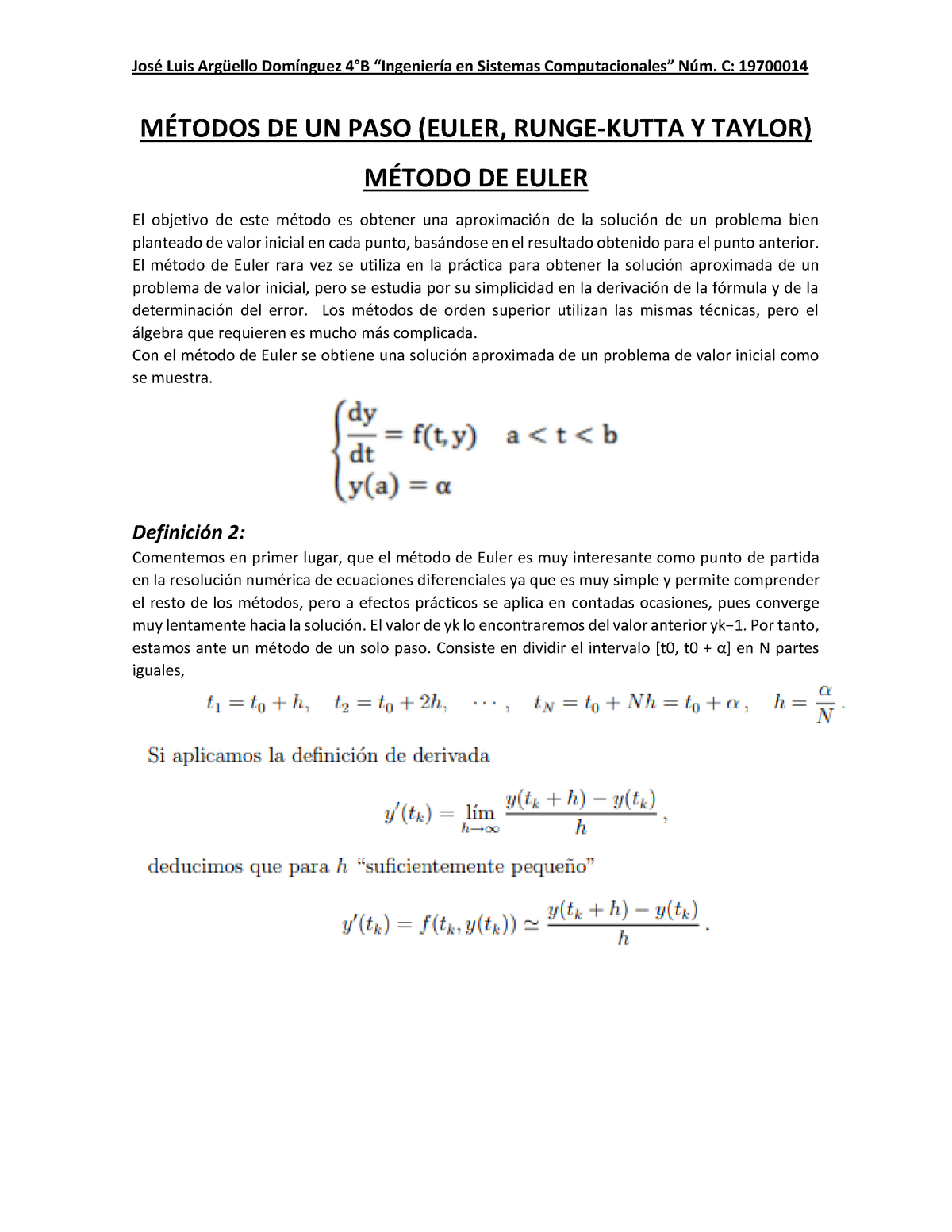 Solucion De Ecuaciones Diferenciales Metodos Numericos MÉtodos De Un Paso Euler Runge 7853