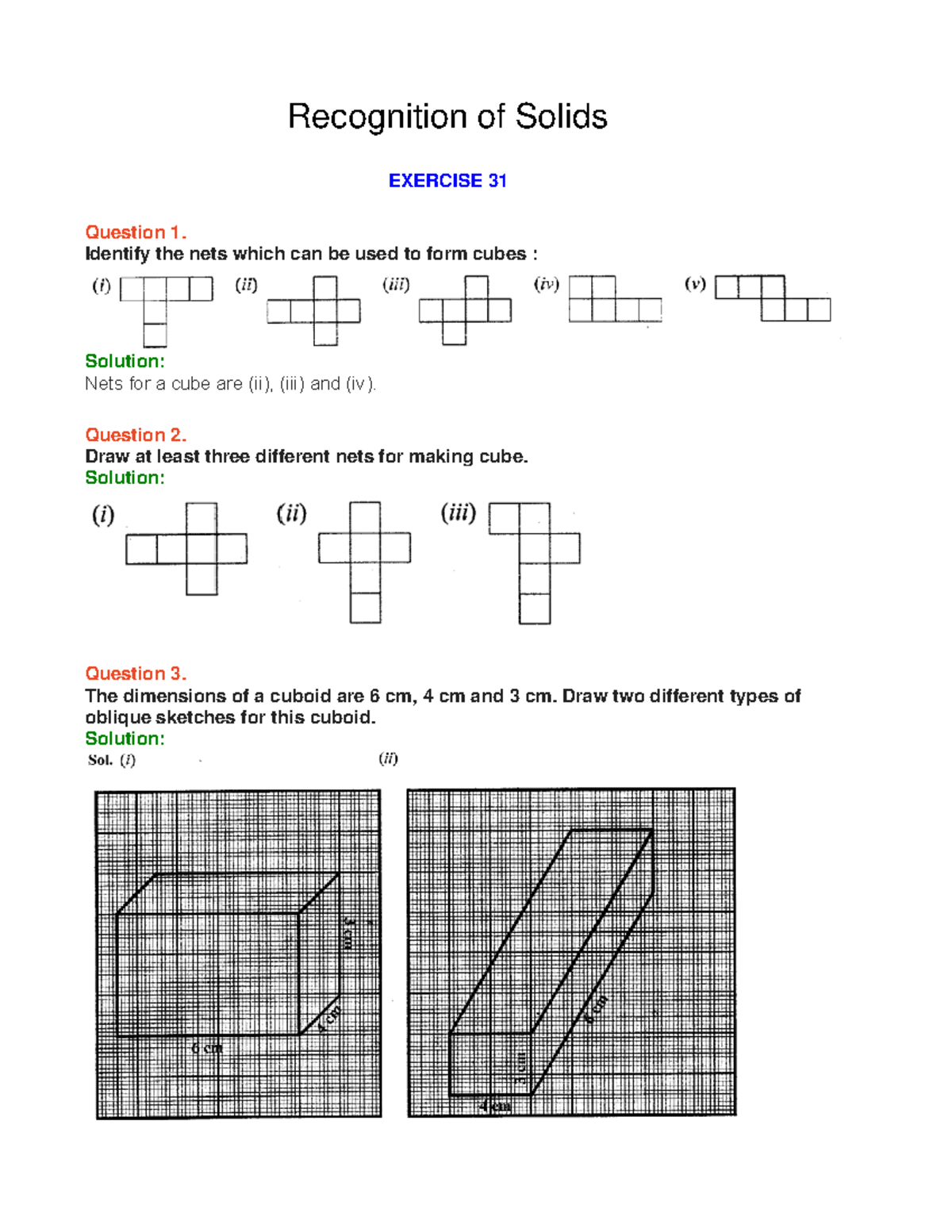 Recognition of Solids - ncertbooksolutions EXERCISE 31 Question 1 ...