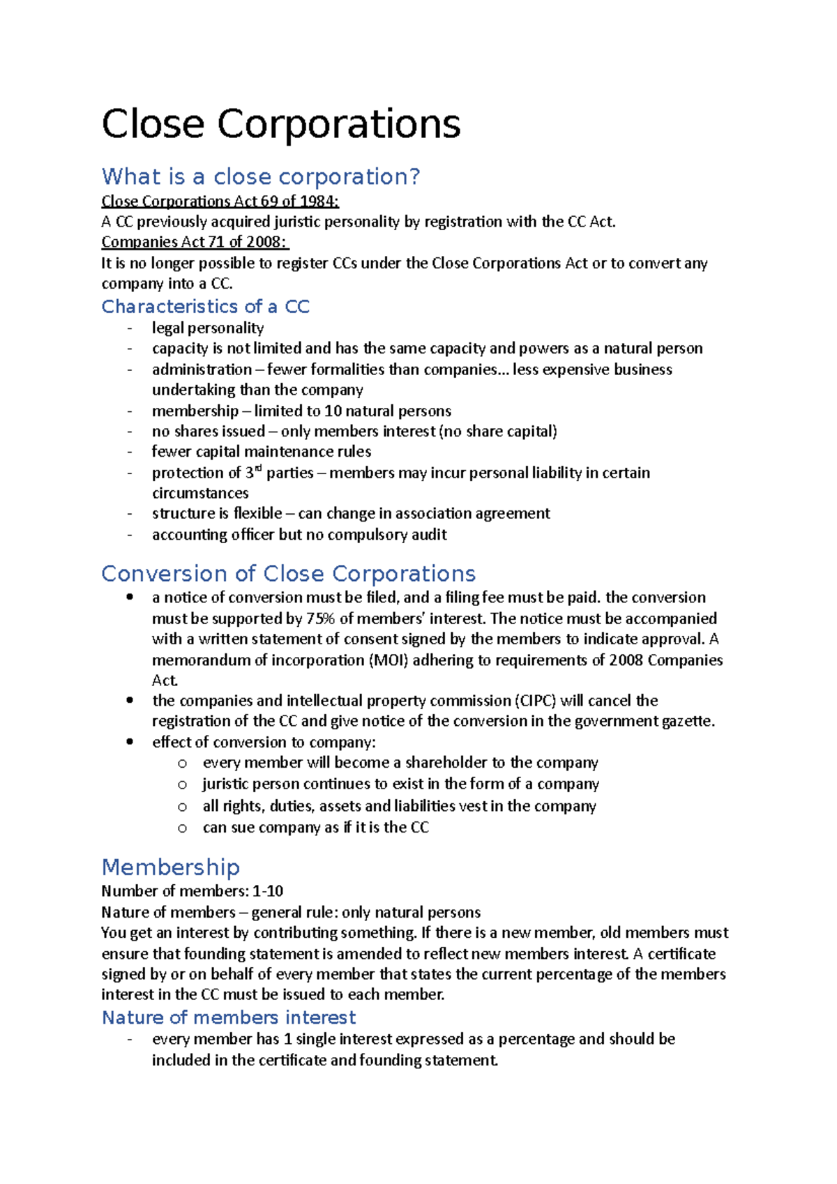 Taxation Of A Close Corporation In South Africa