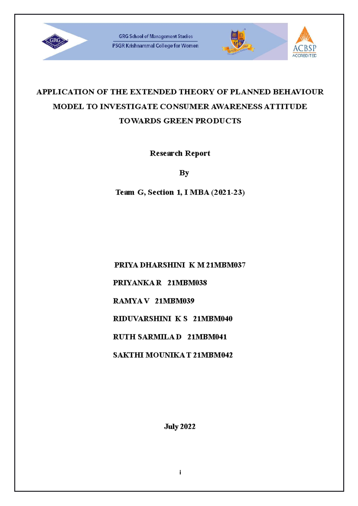 BRM Project Report - Copy - APPLICATION OF THE EXTENDED THEORY OF ...