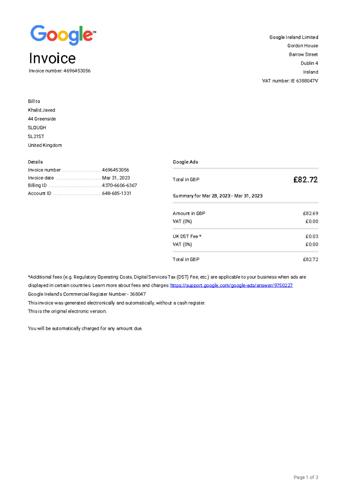 4696453056 - assignments - Invoice Invoice number: 4696453056 Details ...