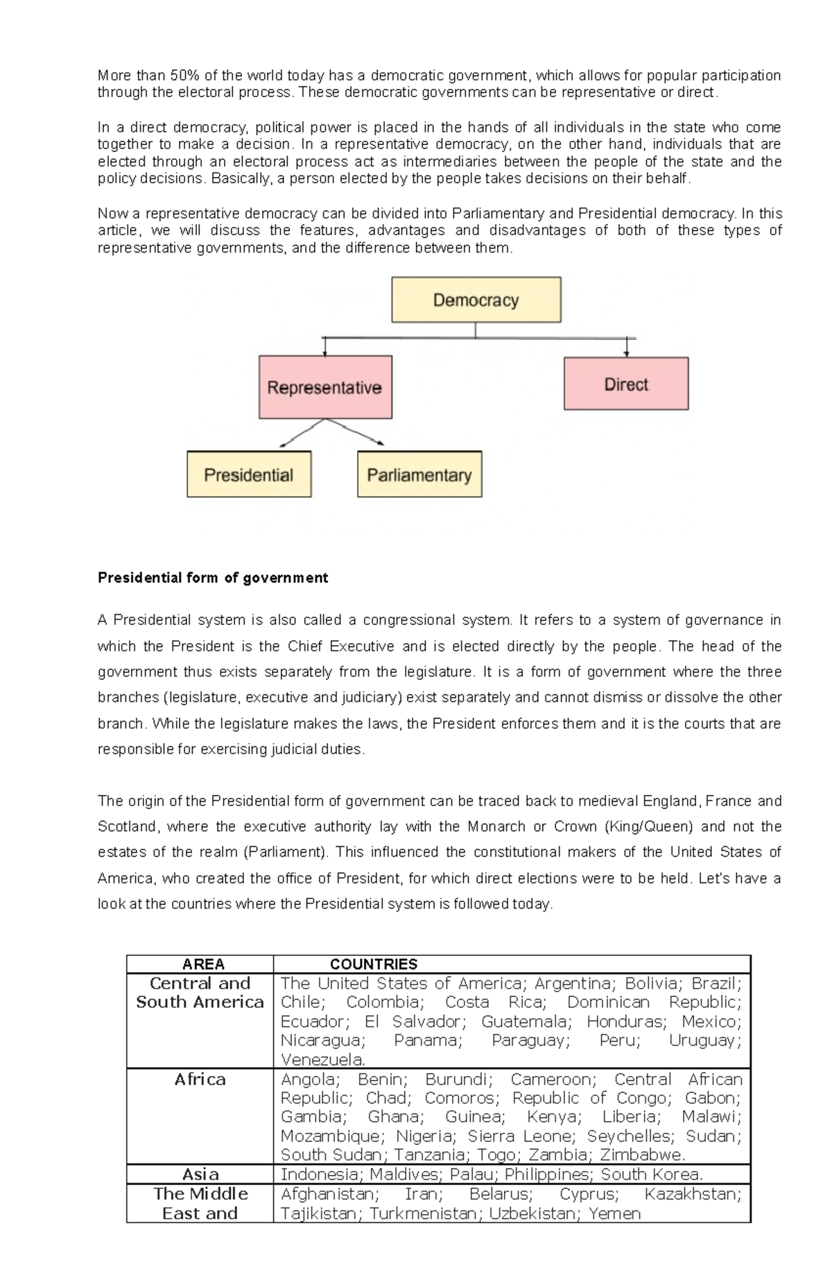 Comparative Government and Politics - More than 50% of the world today ...