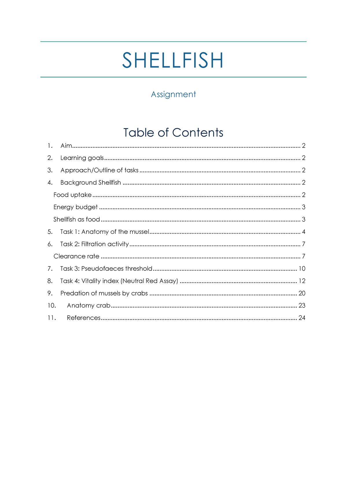 2022-practical-manual-shellfish-shellfish-assignment-aim-table-of