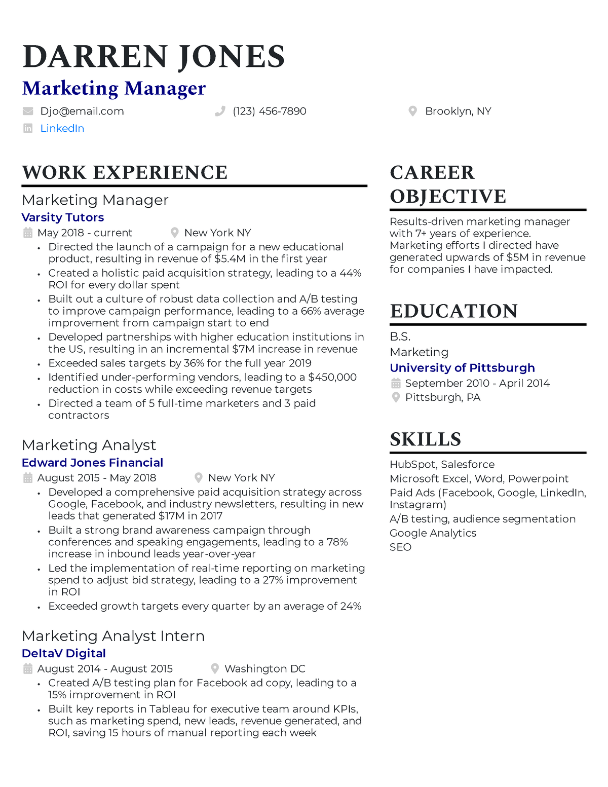 Marketing-resume-example - DARREN JONES Marketing Manager Djo@email ...