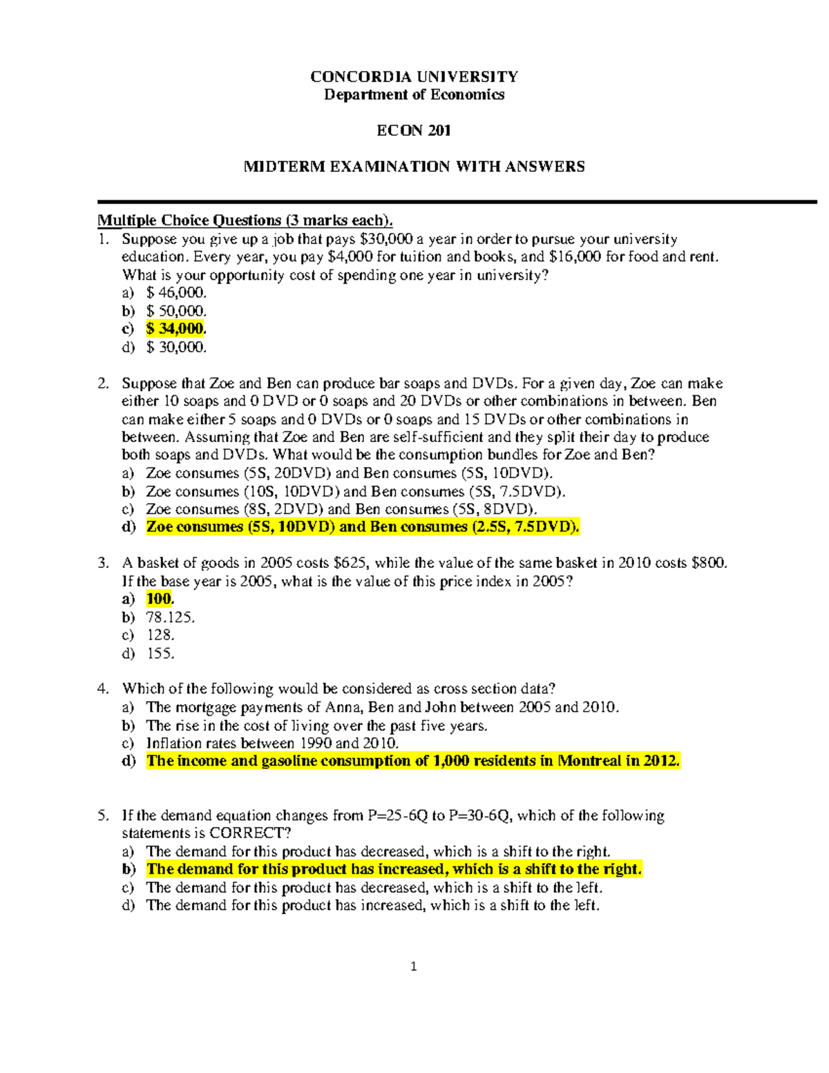 Midterm 2018, questions and answers - CONCORDIA UNIVERSITY Department ...