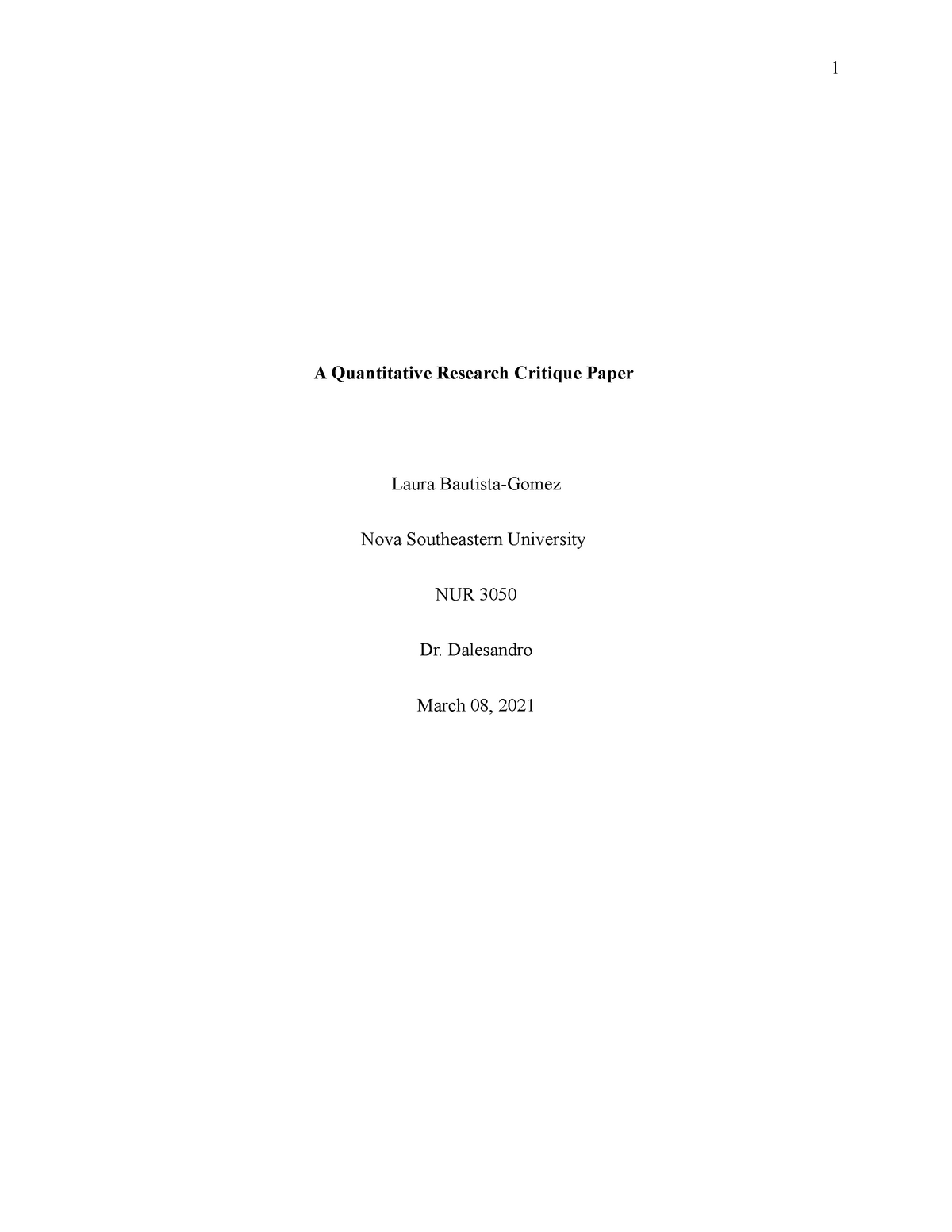 sample of a quantitative research critique paper