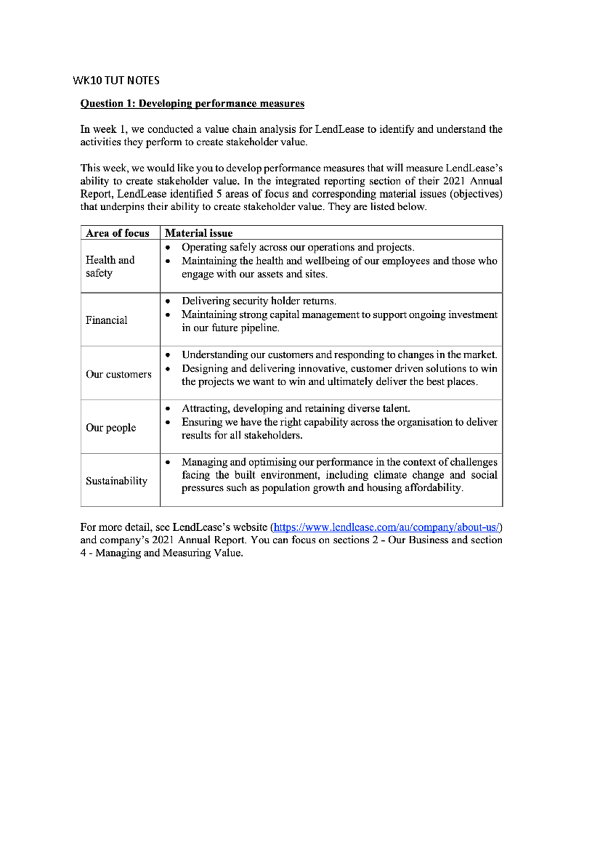 WK10 TUT Notes - COMM1170 - WK10 TUT NOTES - Studocu