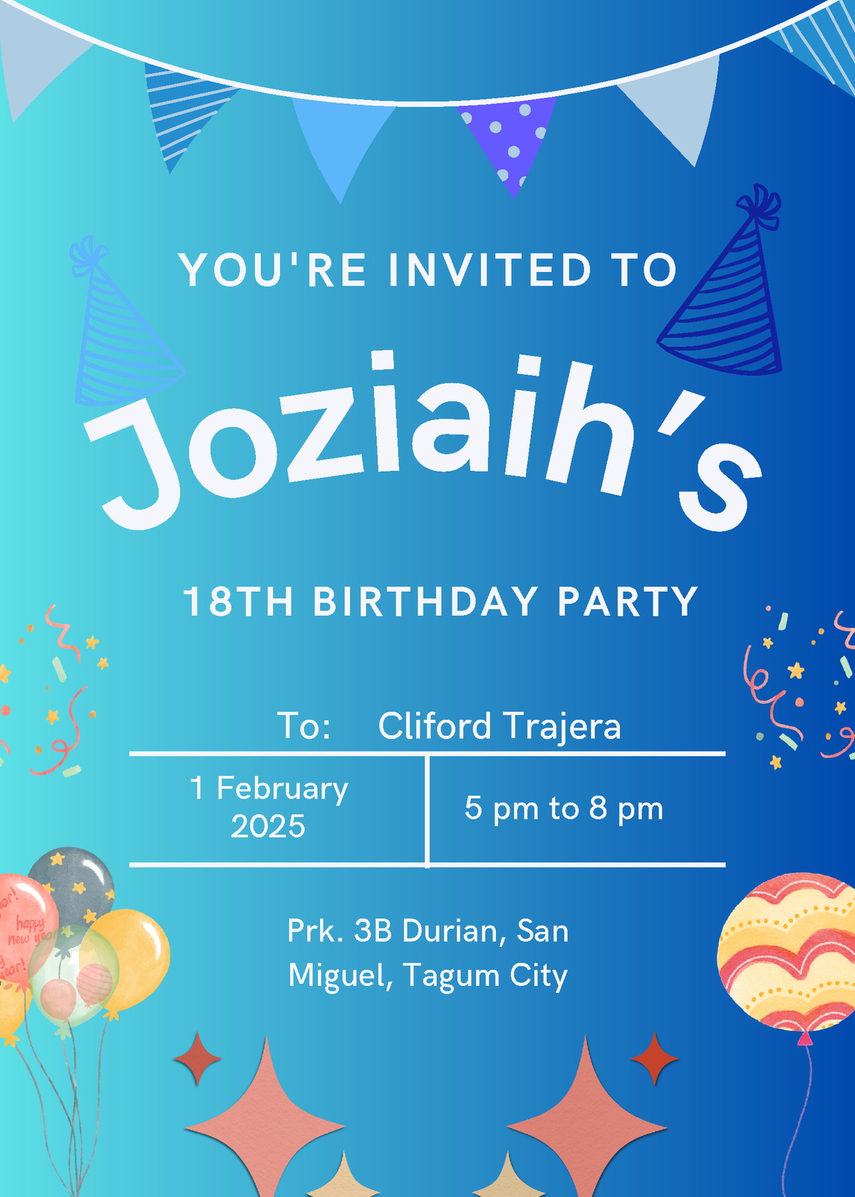 ICT birthday invatation card - 1 February 2025 5 pm to 8 pm J o zi aih ...