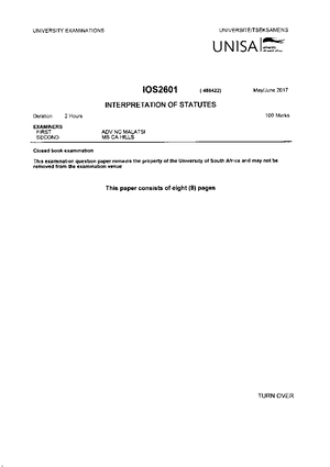 IOS2601- Summary Notes - INTERPRETATION OF STATUTES SECTION A – GENERAL ...