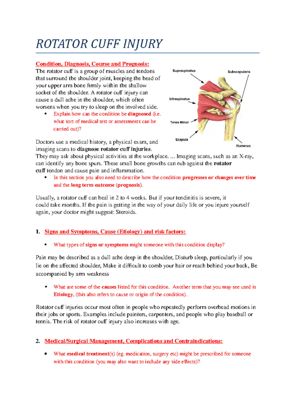 Rotator Cuff Injury - Proforma - ROTATOR CUFF INJURY Condition ...