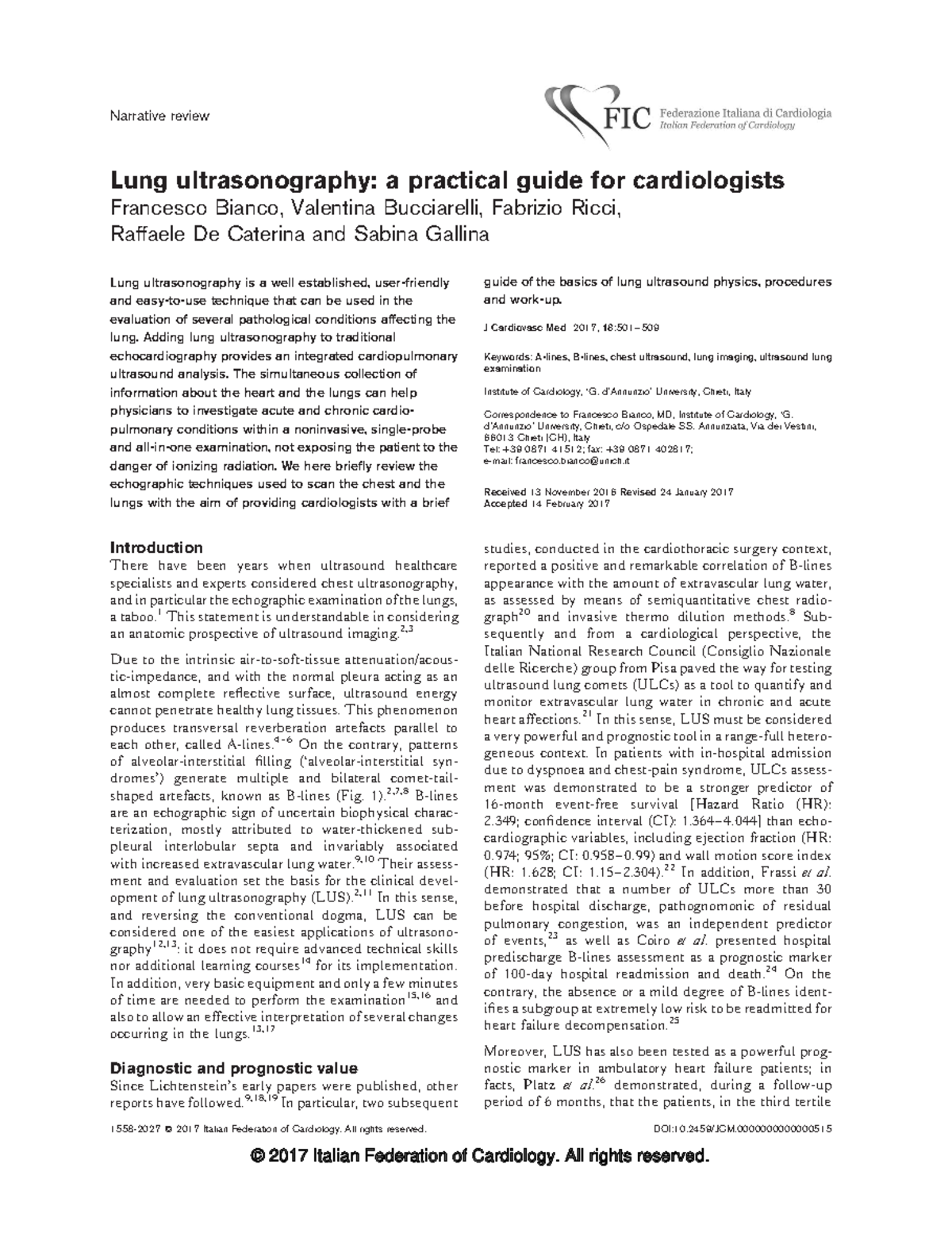 Lung ultrasonography a practical guide for cardiologists 2017 - Lung ...