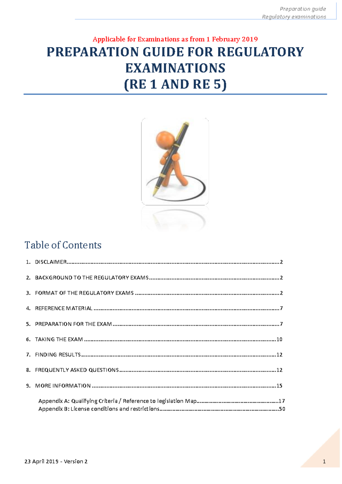 RE1 and RE5 Preparation Document - Regulatory examinations Applicable ...