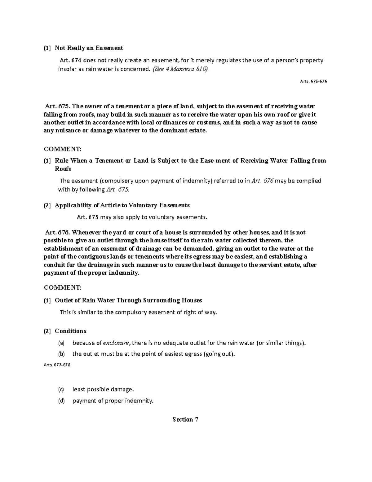 Property law m175 (1) Not Really an Easement Art. 674 does not really