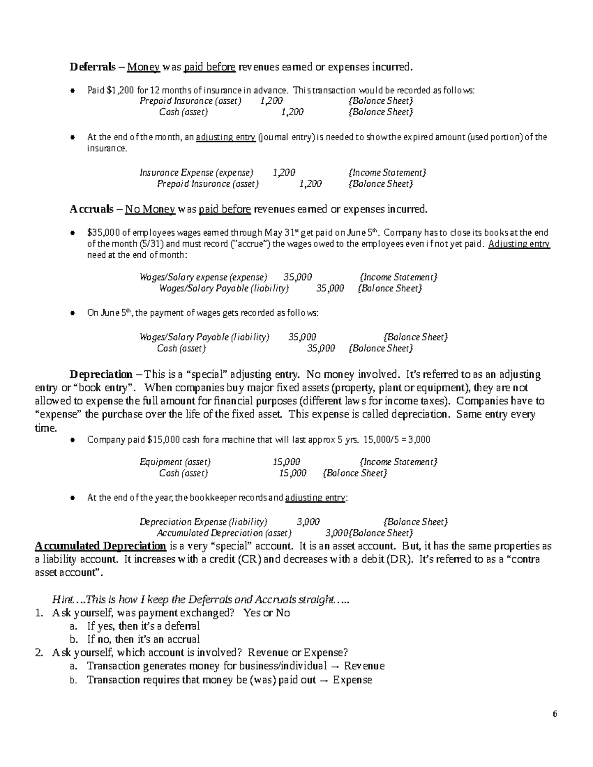 Deferrals Accruals Depreciation - Google Docs - Deferrals – Money was ...