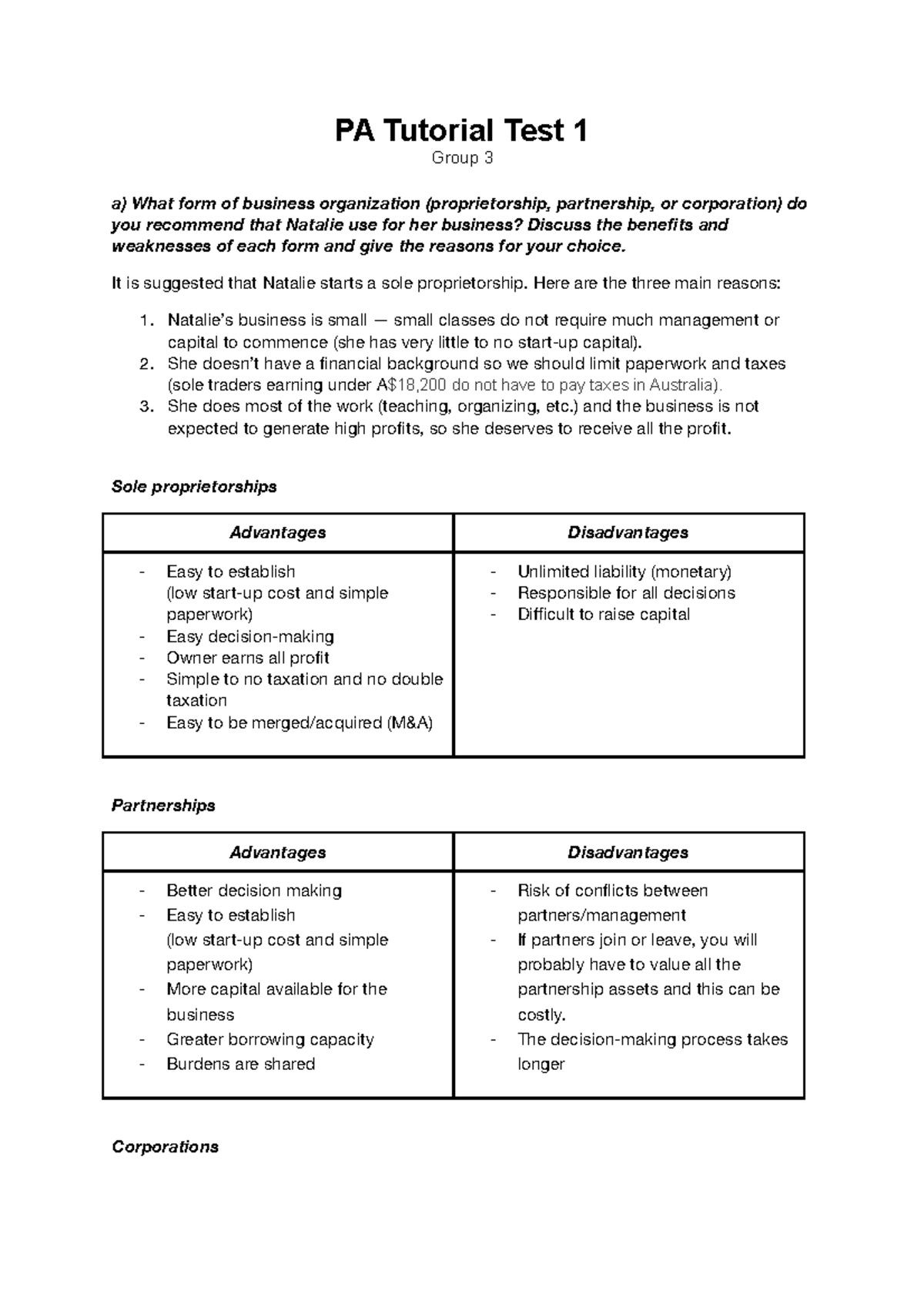 TutorialTest1.Group3 PA Tutorial Test 1 Group 3 a) What form of