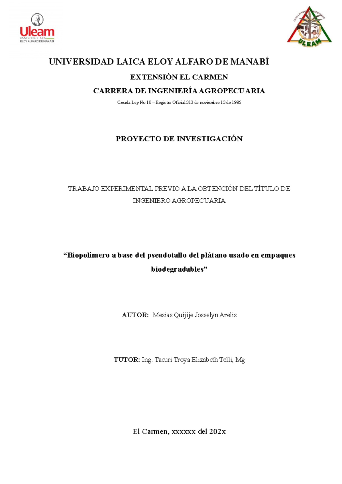 Tesis Josselyn Arelis Redactando - UNIVERSIDAD LAICA ELOY ALFARO DE ...