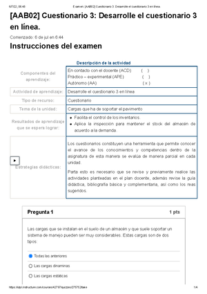 Examen [AAB01] Cuestionario 4 Desarrollar El Cuestionario 4 En Línea ...