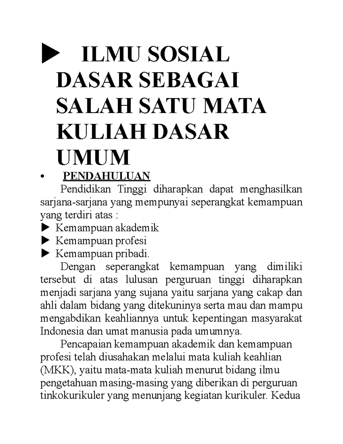 ILMU Sosial Dasar Sebagai Salah SATU MATA Kuliah Dasar UMUM - ILMU ...