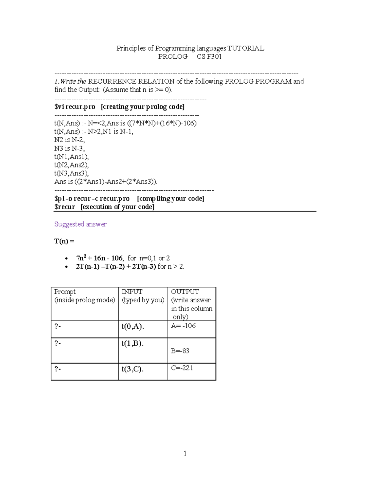 Tutorial swiprolog - Prolog + Lisp notes - 1 Principles of Programming ...