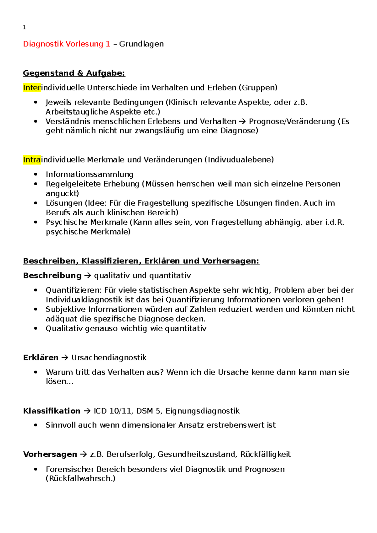 Vorlesung 1 Grundlagen Der Diagnostik - Diagnostik Vorlesung 1 ...