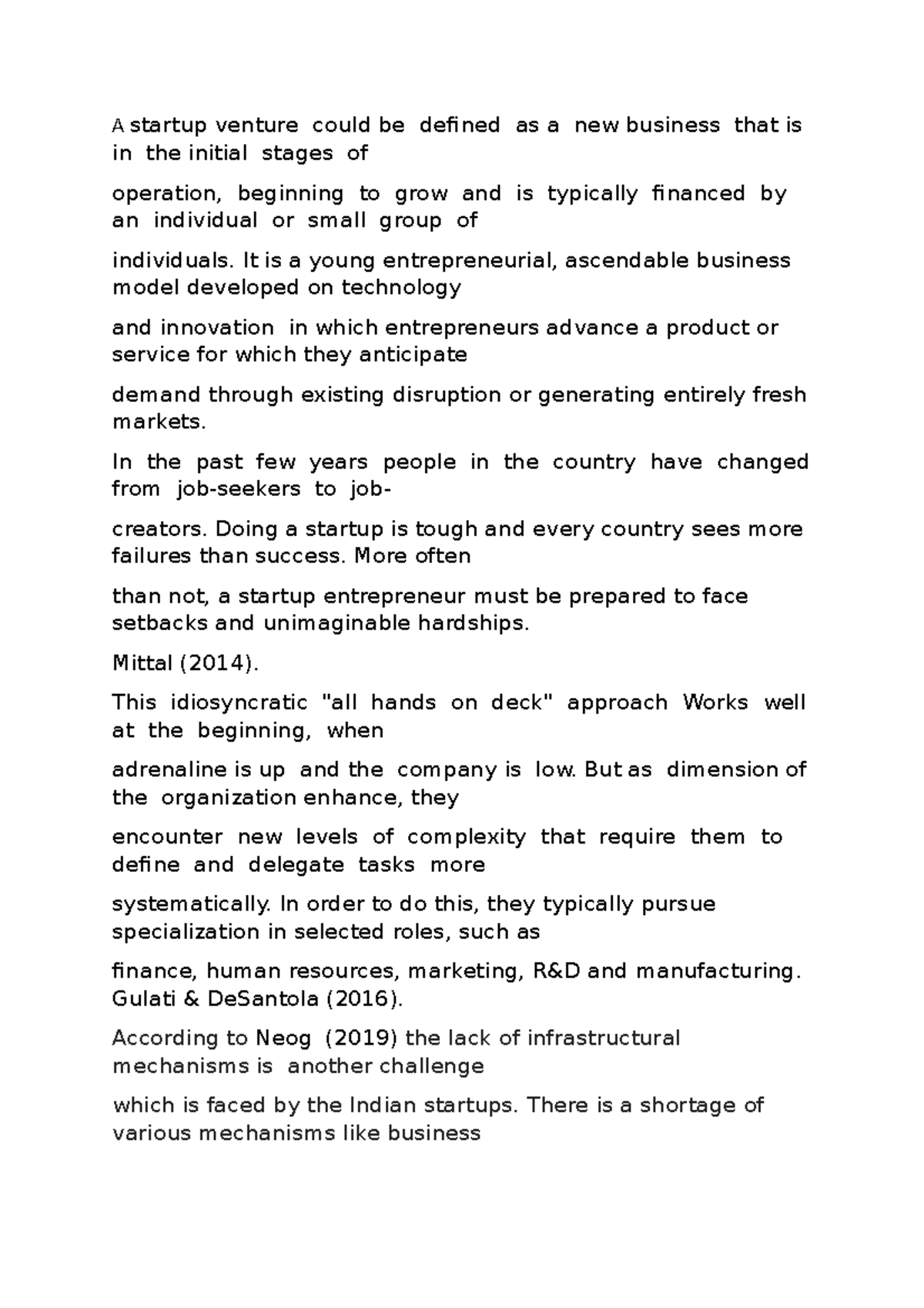 Introduction (i2) - A startup venture could be defined as a new ...