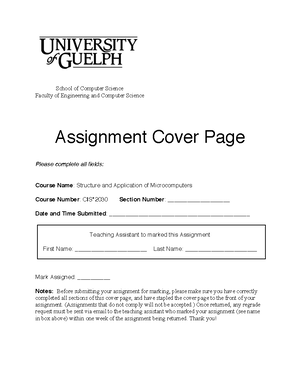 A4 - Assignment Description - Assignment 4 Cover Page Structure and ...