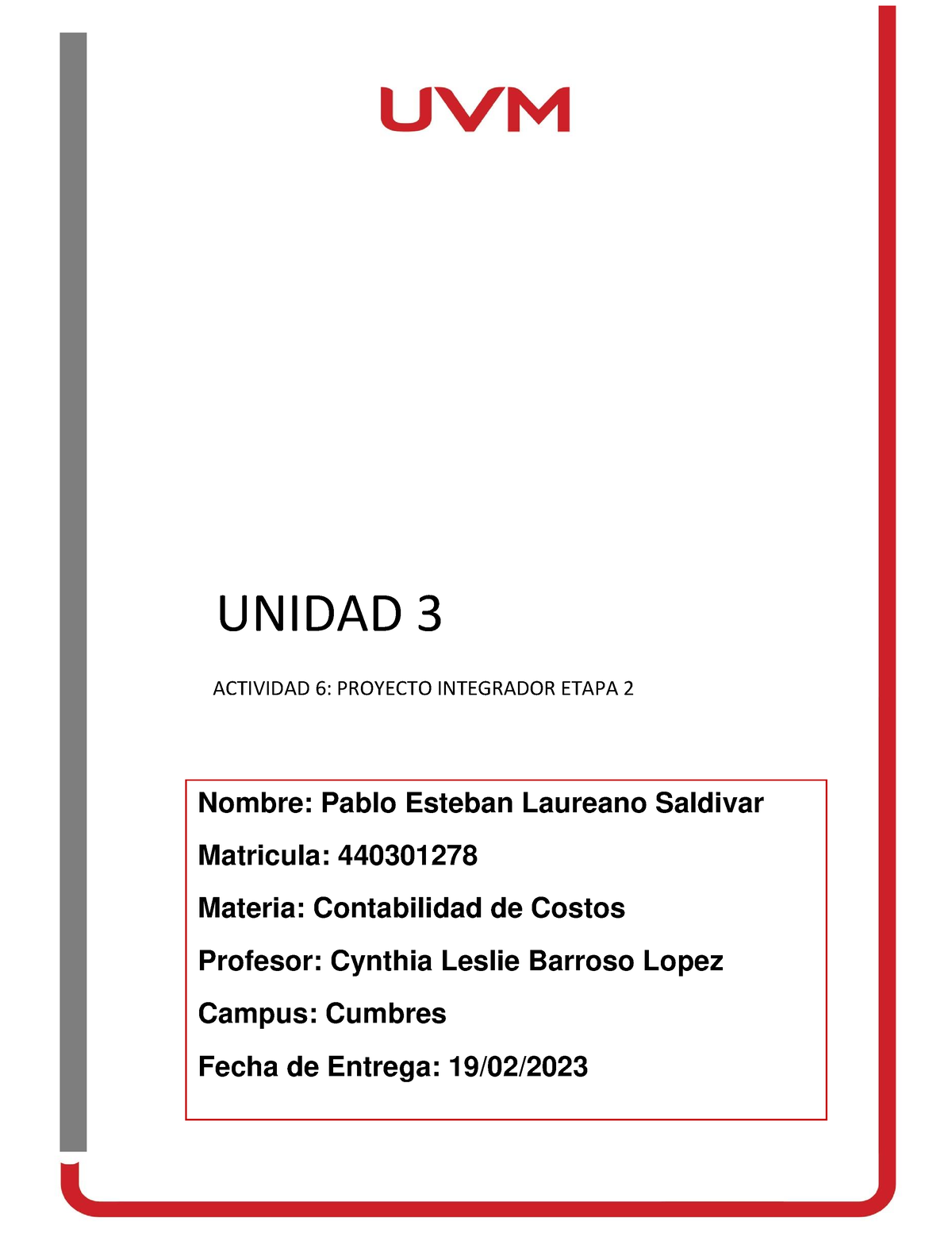 A6 PELS - Actividad 6 - UNIDAD 3 ACTIVIDAD 6: PROYECTO INTEGRADOR ETAPA ...