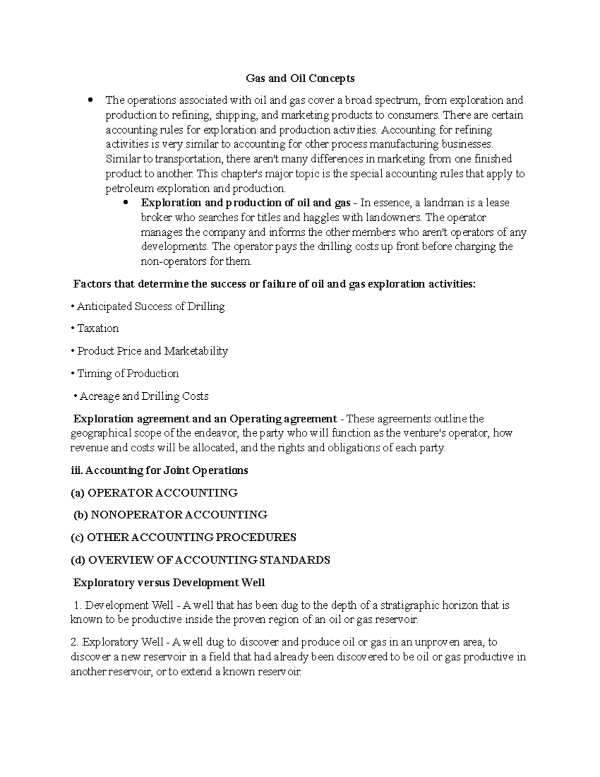 Advance Audit in Gas And Oil - Gas and Oil Concepts The operations ...