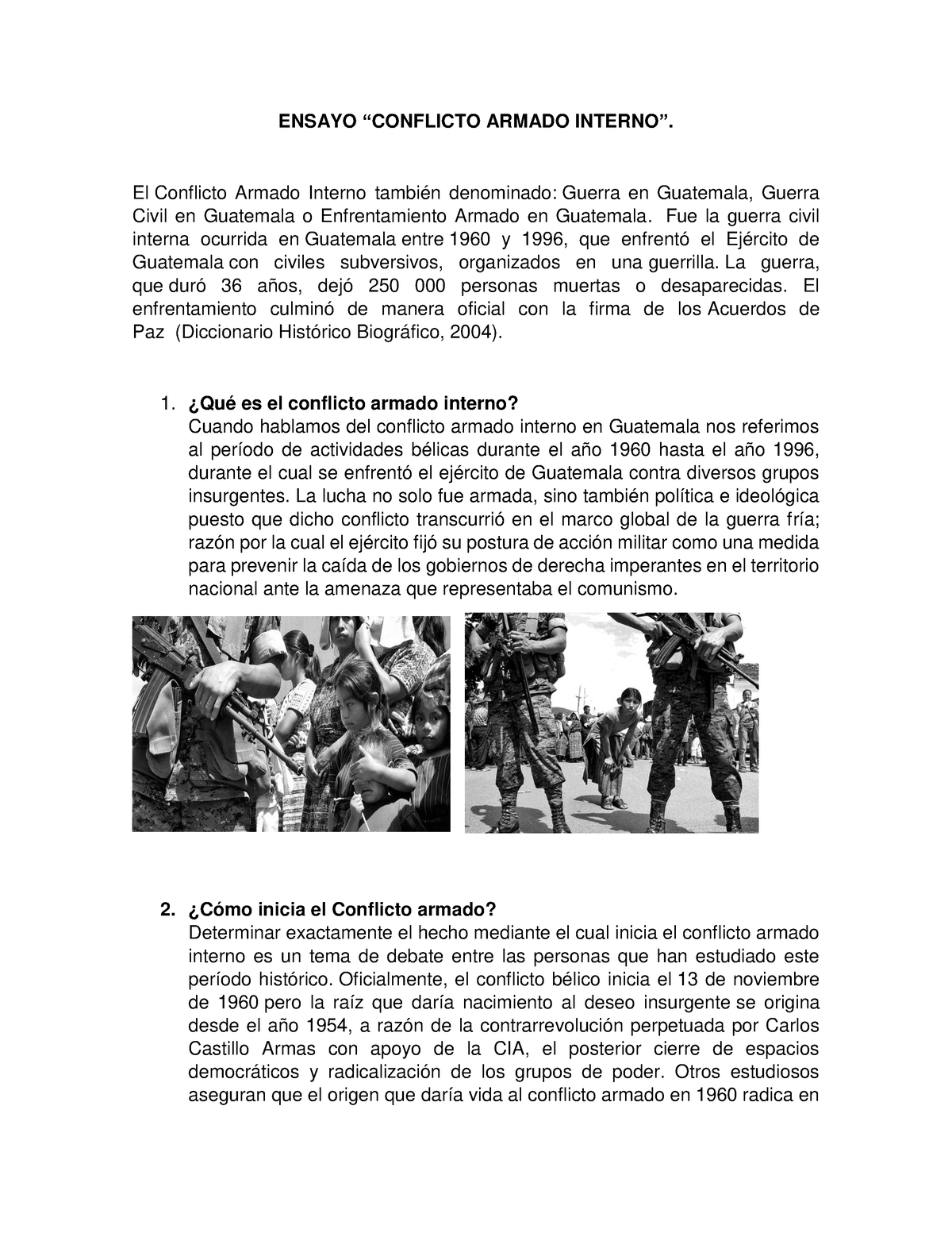 Ensayo Conflicto Armado Interno Ensayo “conflicto Armado Interno” El