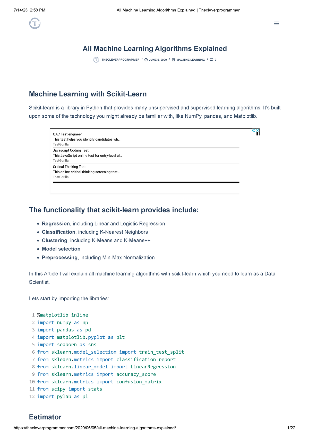 All Machine Learning Algorithms Explained Thecleverprogrammer - Machine ...