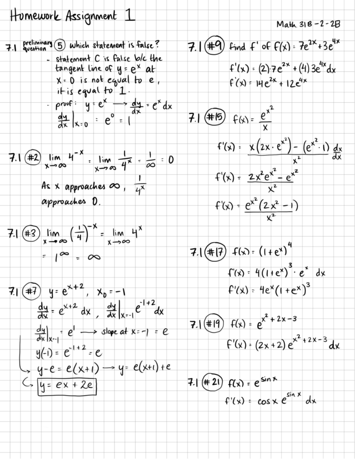 Math 31B Homework 1 Assignment - Fall 2020 - MATH 31B - Studocu