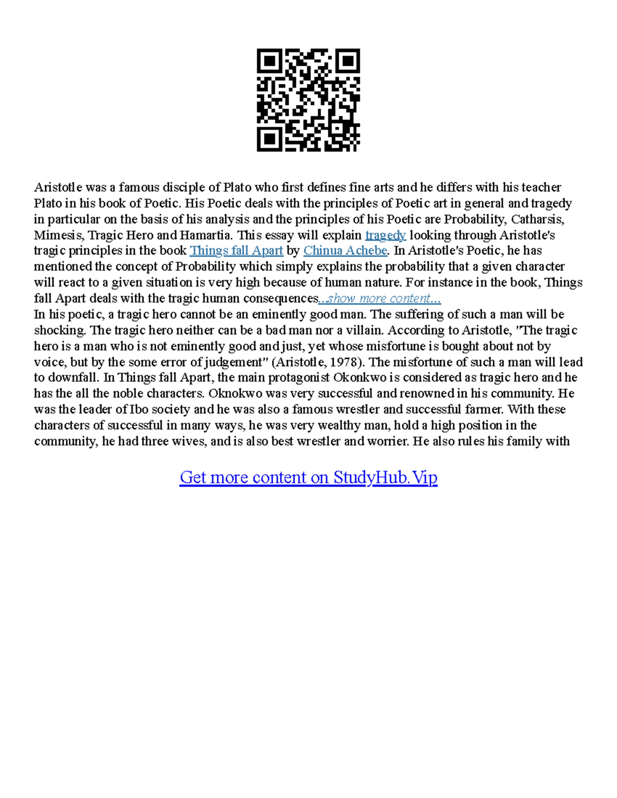 Poetic Essay Examples - Aristotle was a famous disciple of Plato who ...