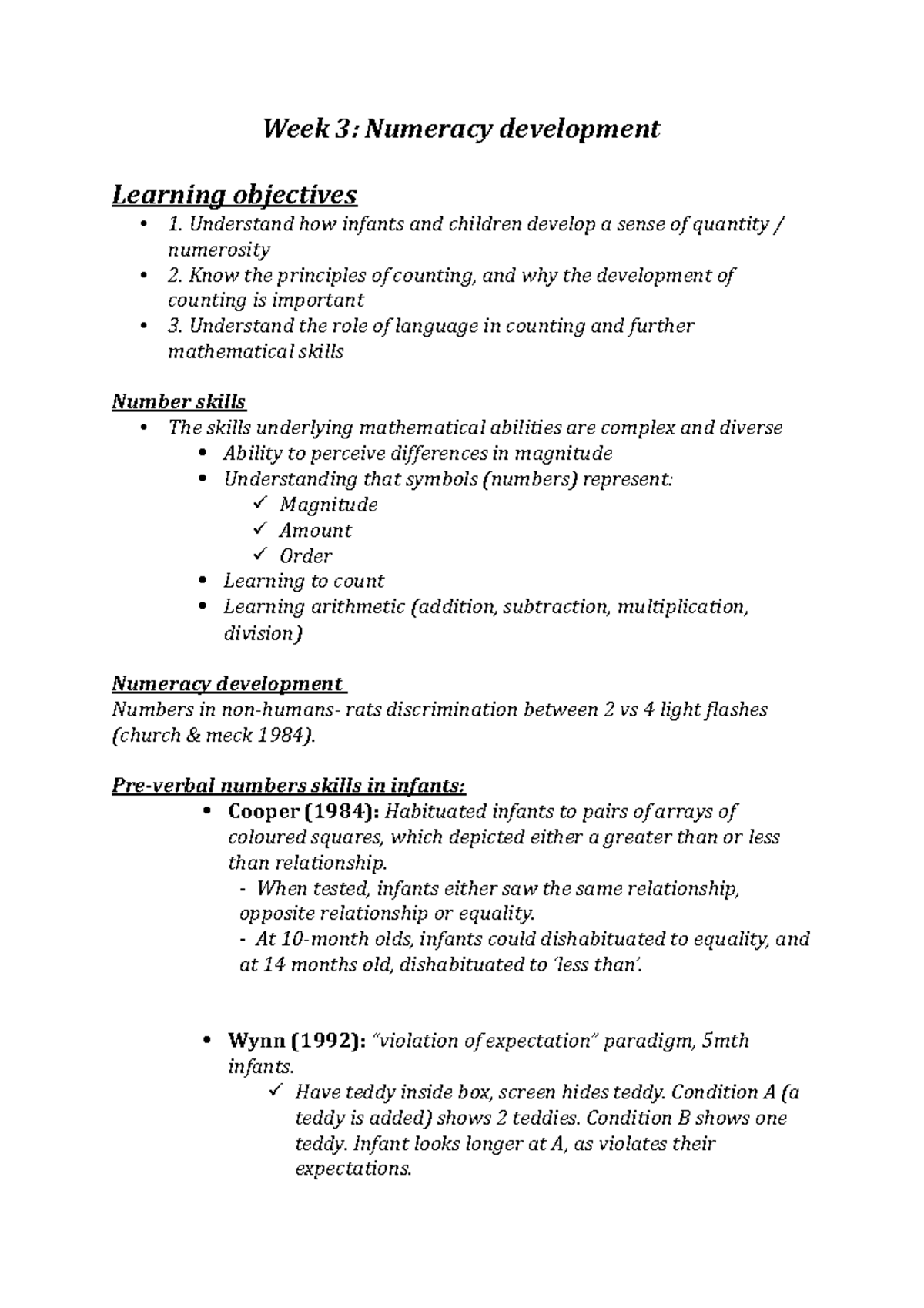 Developmental spring numeracy - Week 3: Numeracy development Learning ...