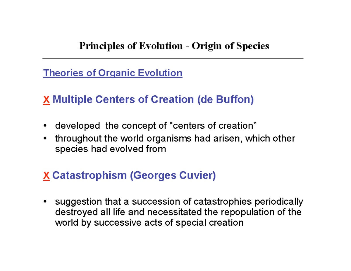 Lec8 - Lecture biology notes - Theories of Organic Evolution X Multiple ...
