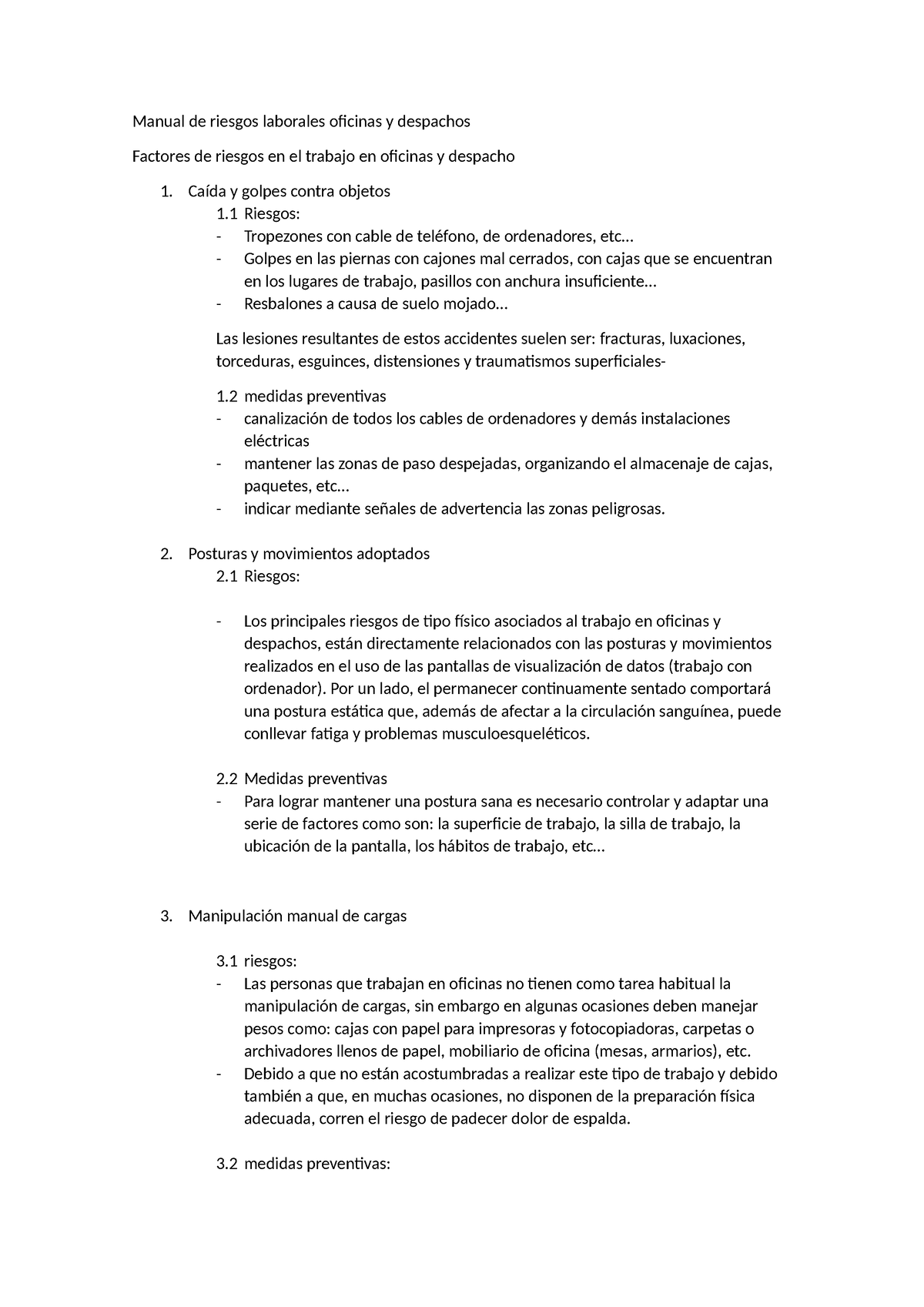 Manual de riesgos laborales oficinas y despachos - Caída y golpes ...