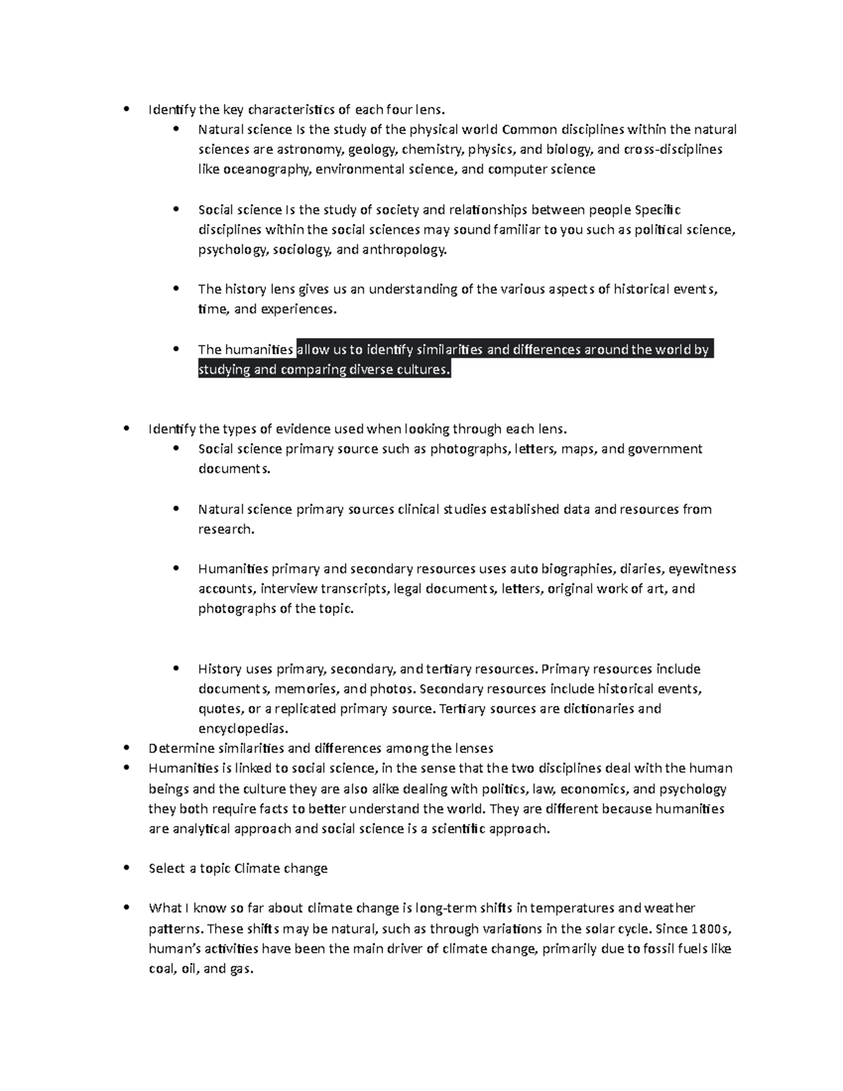 Identify the key characteristics of each four lens - Natural science Is ...