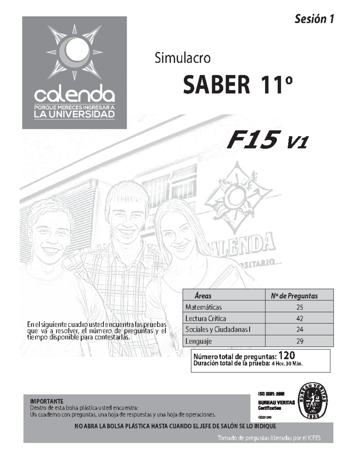 F15 Sesion 1 Preguntas Icfes Calendario B - Simulacro SABER 11 O Sesión ...