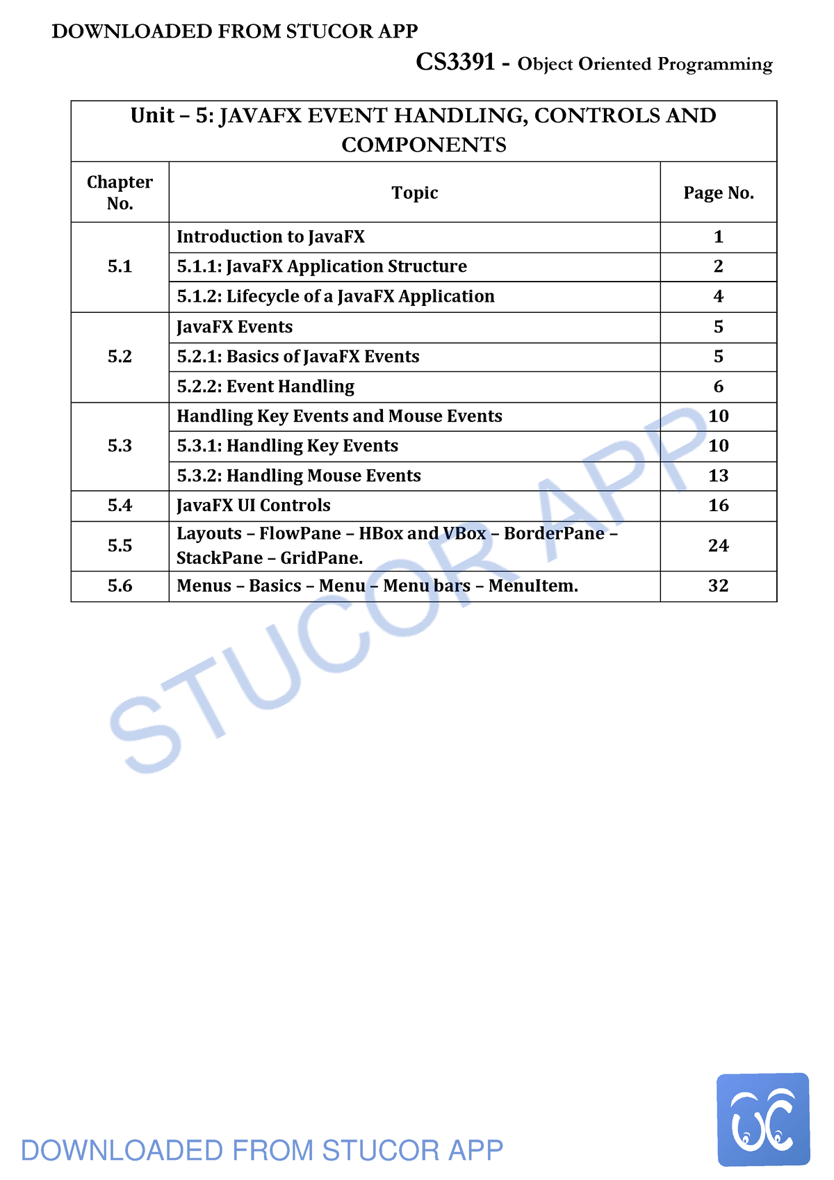 CS3391-UNIT V - DOWNLOADED FROM STUCOR APP CS3391 - Object Oriented ...