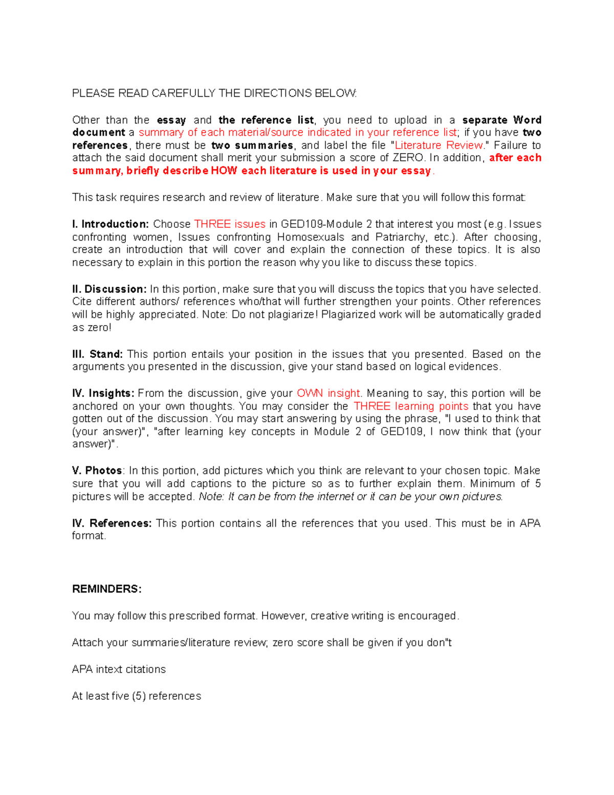 Discourse Paper in Education - PLEASE READ CAREFULLY THE DIRECTIONS ...