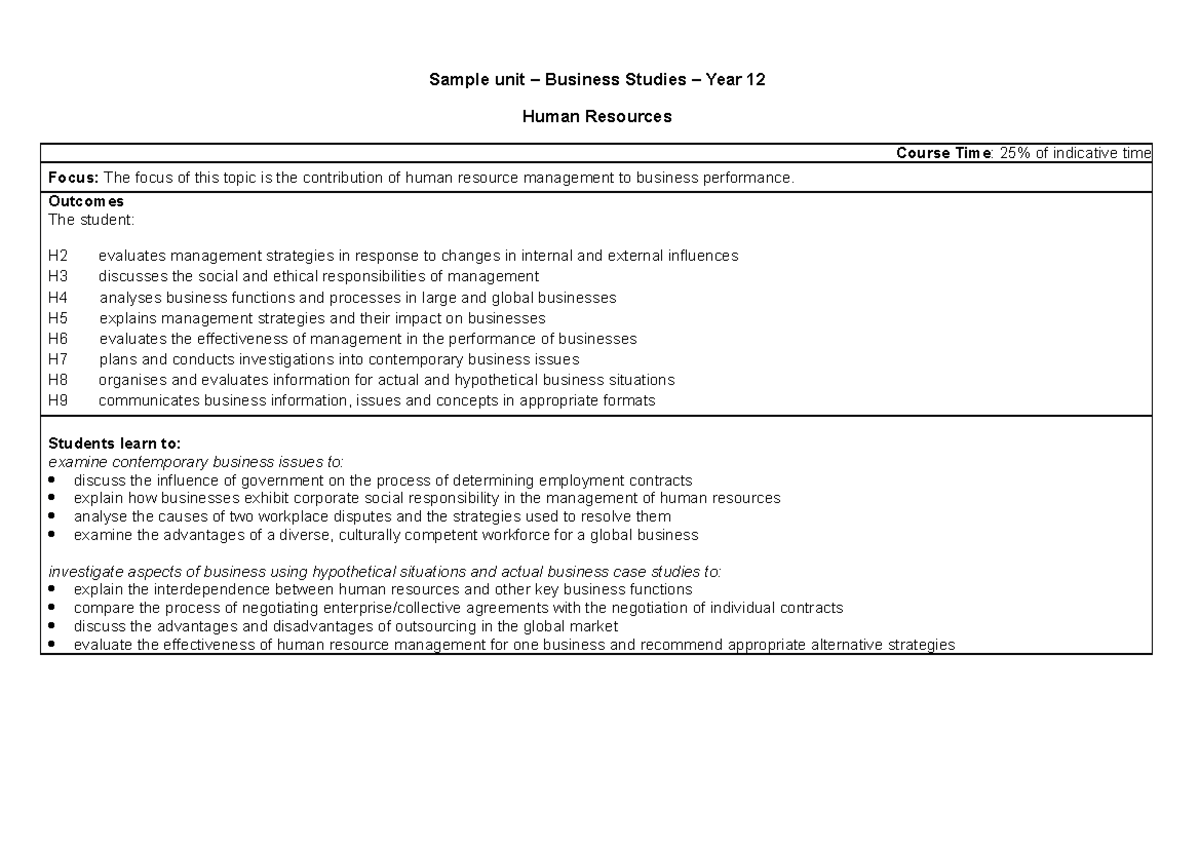 human resources essay for business studies grade 12