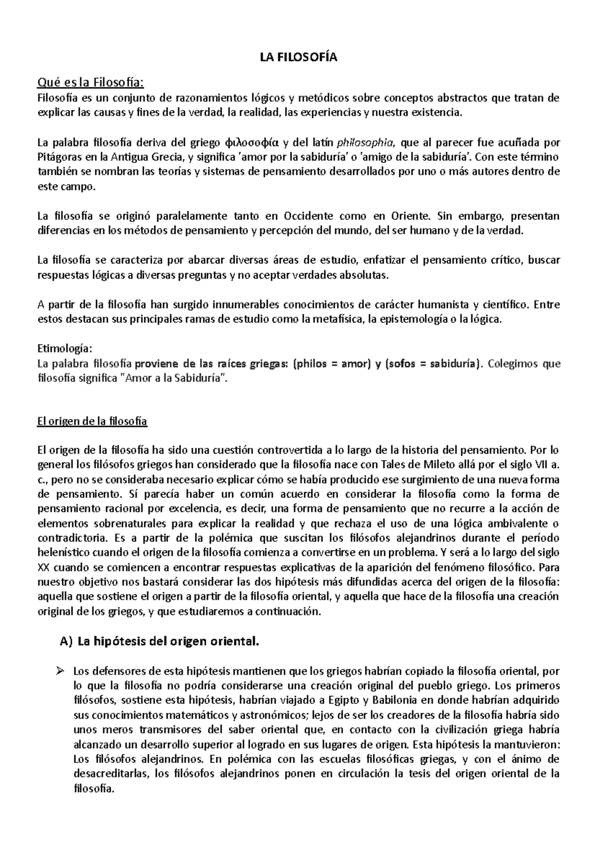 LA Filosofía 1ra Y 2da semana - LA FILOSOFÍA Qué es la Filosofía ...