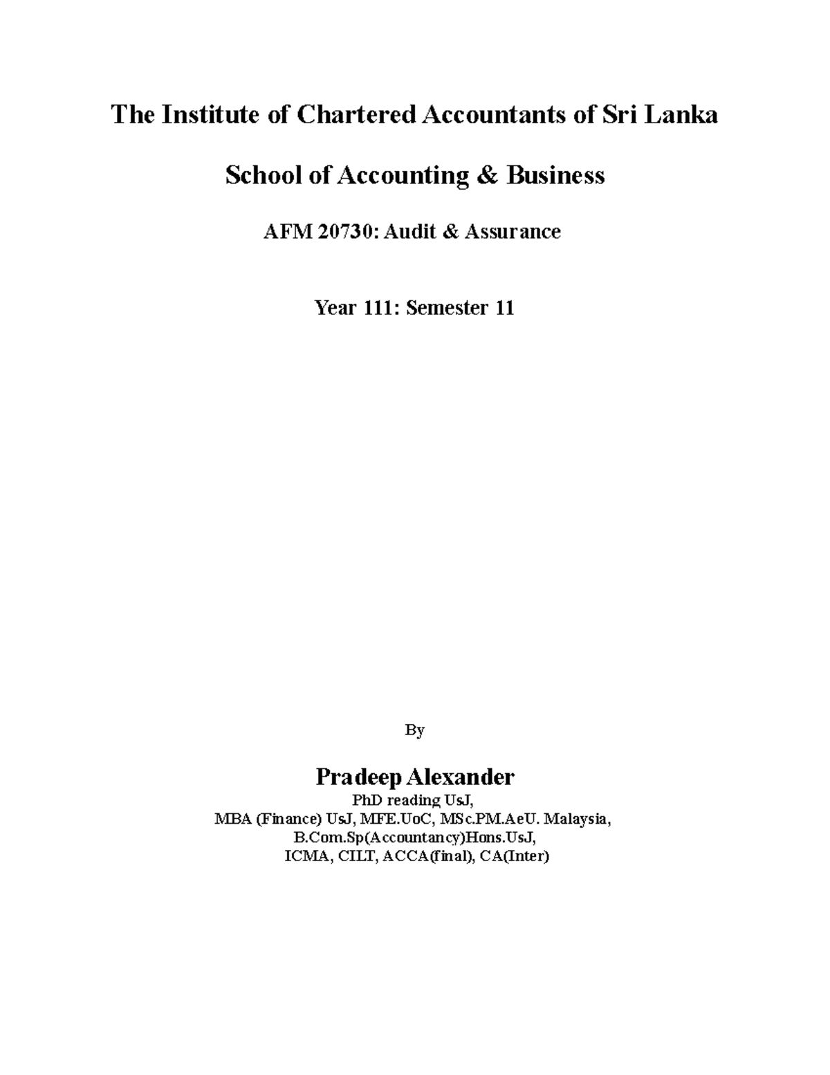 Chapter 1 Introduction To Audit Assuarance Studocu