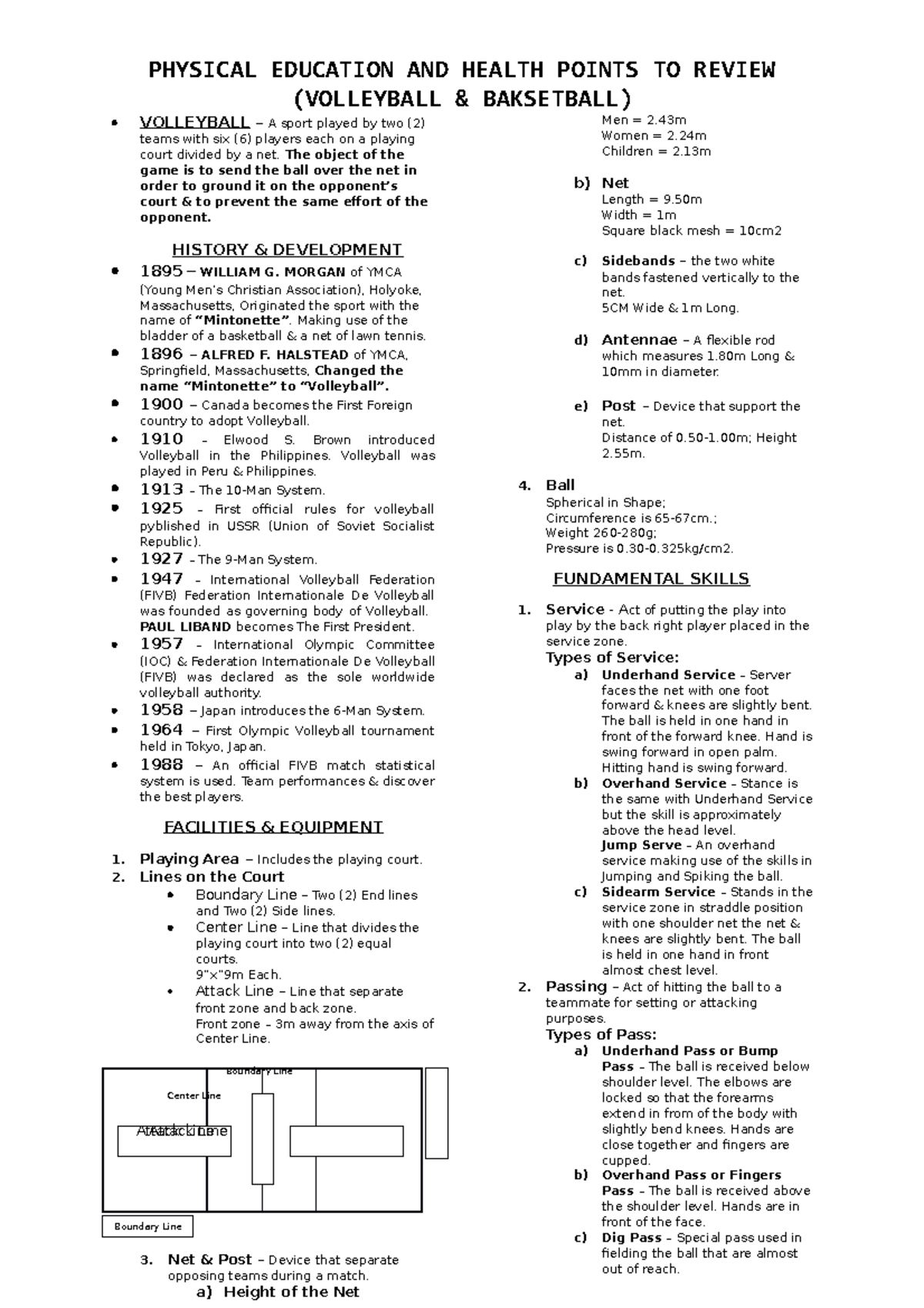 Physical Education Reviewer Volleyball Basketball PHYSICAL EDUCATION