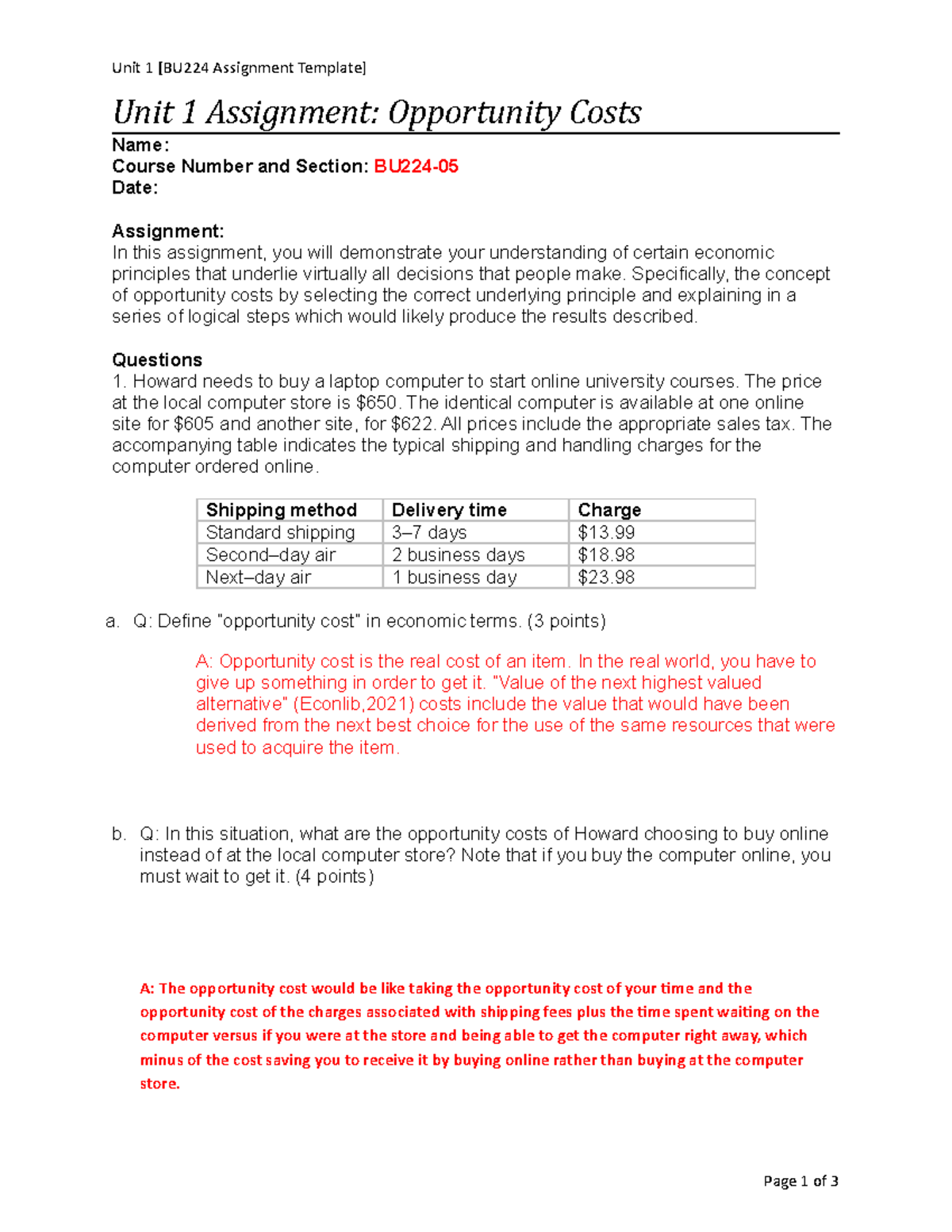 what is the opportunity cost of completing this review assignment