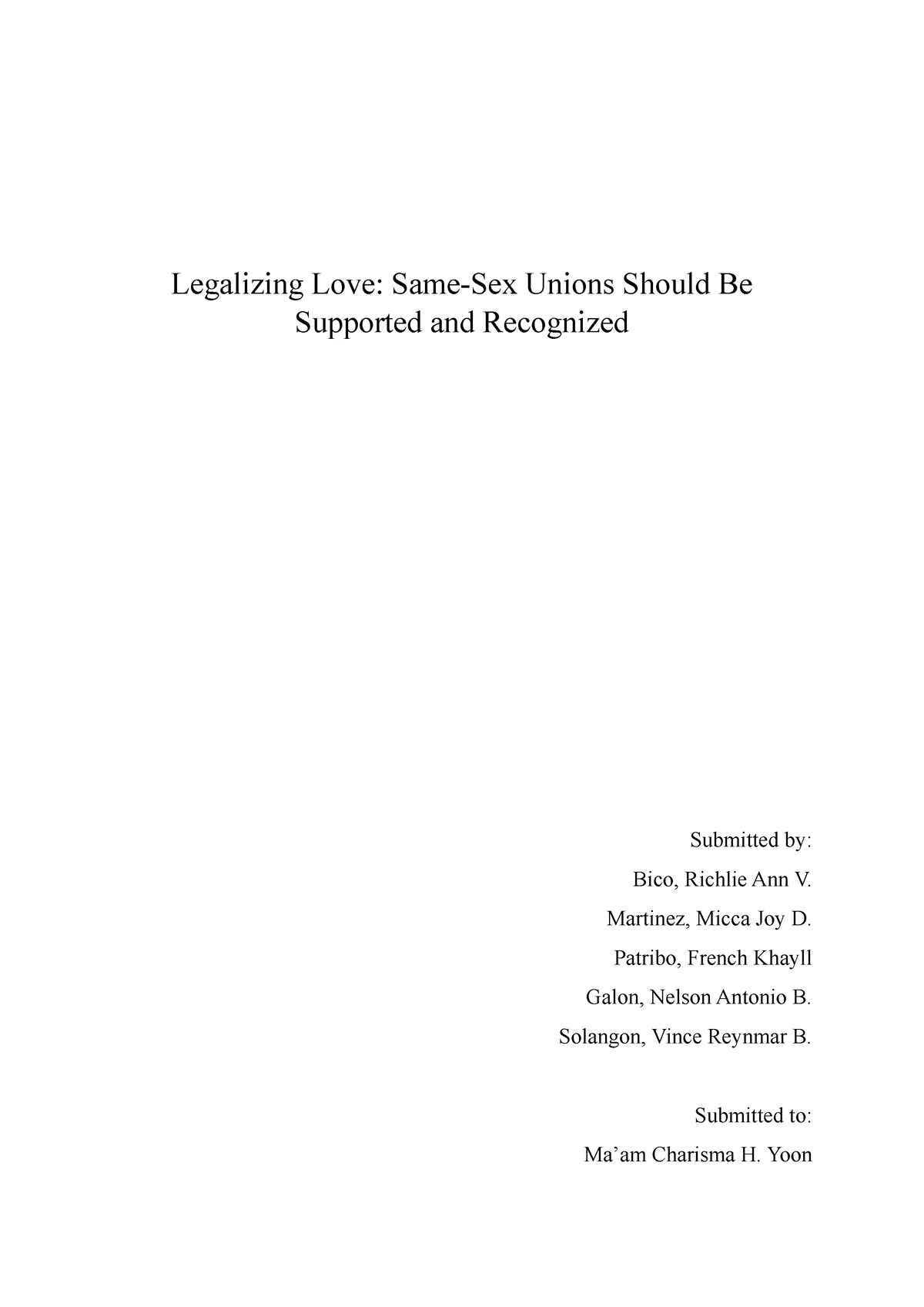 Position Paper SCHOOL LIFE Legalizing Love Same Sex Unions Should Be   Thumb 1200 1697 