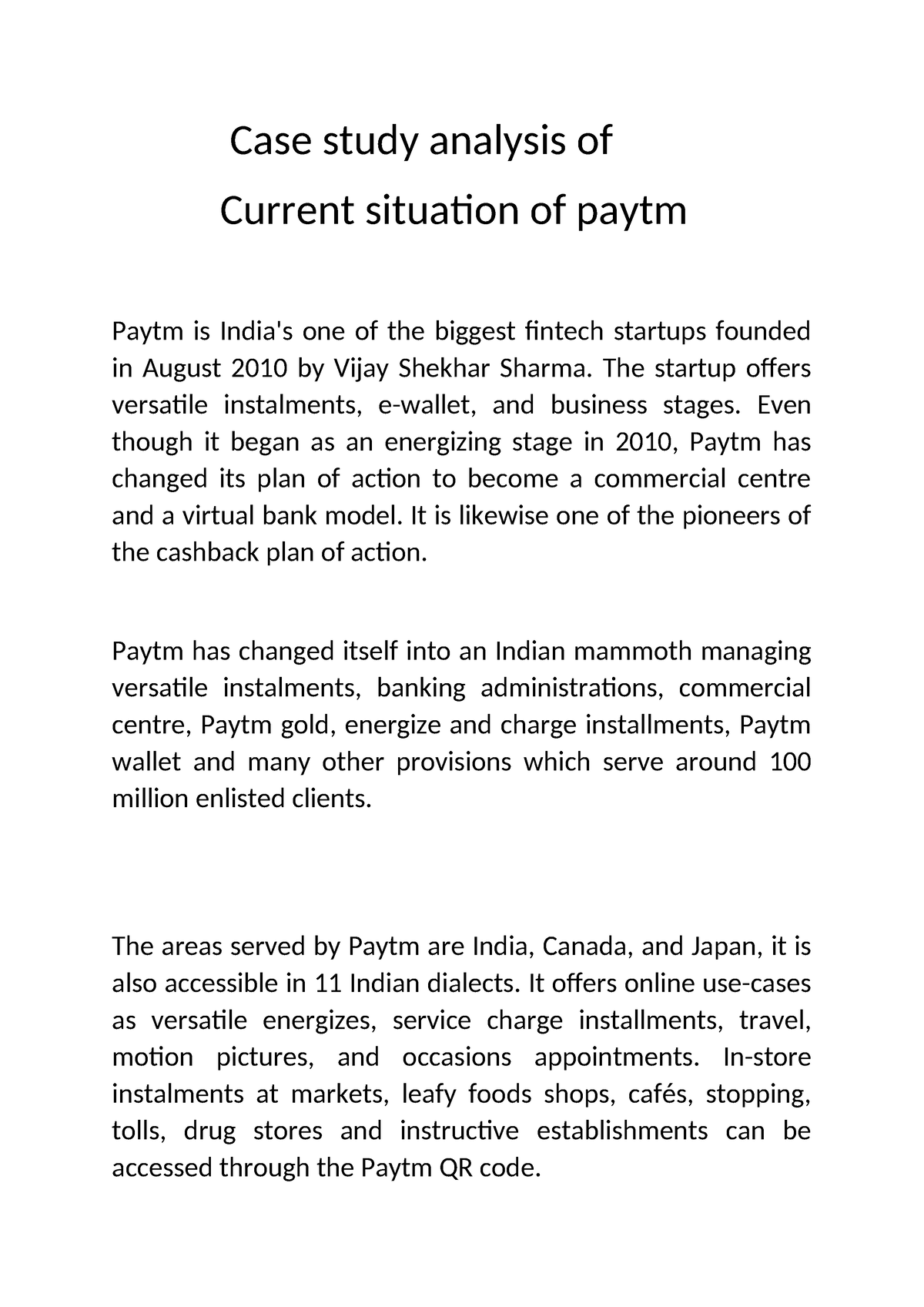 case study analysis paytm