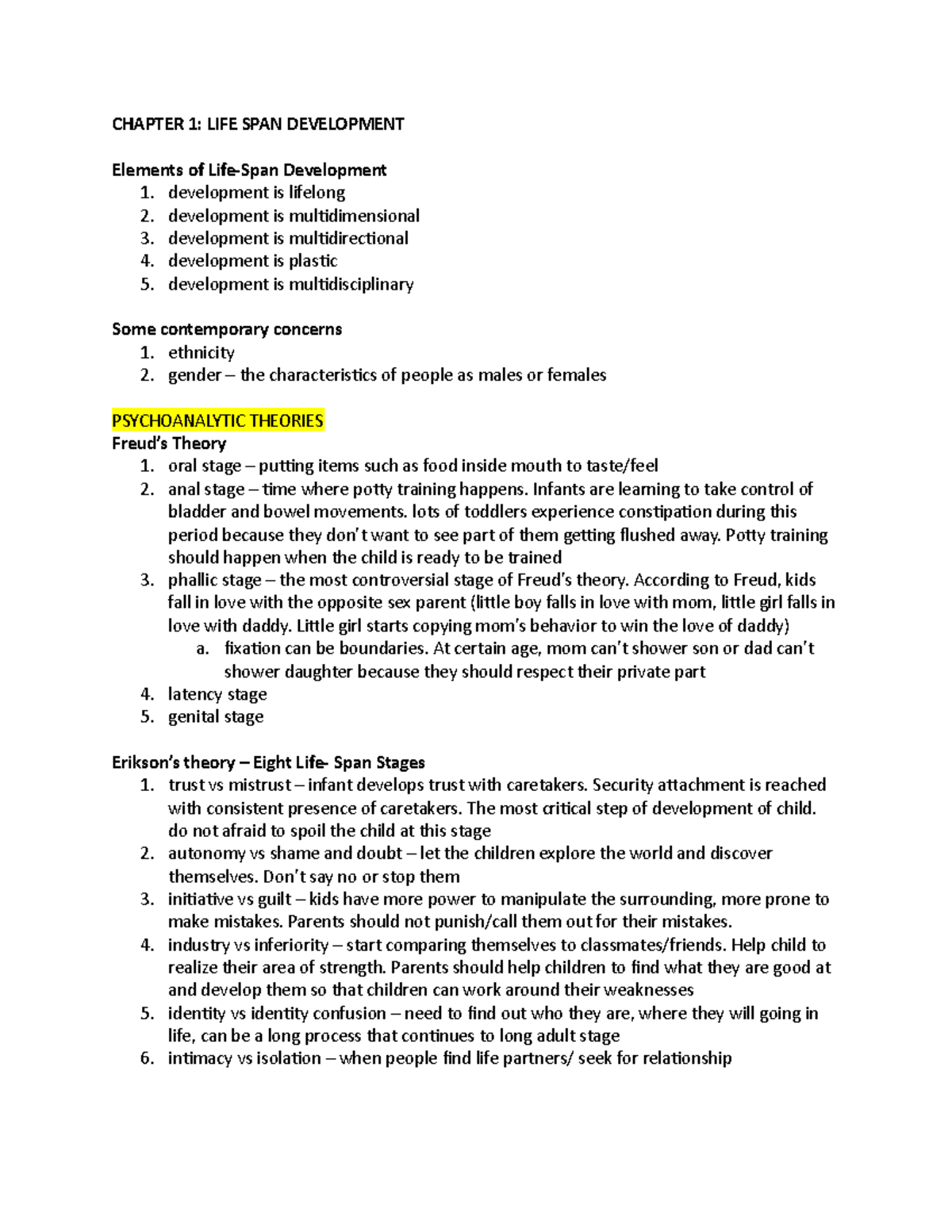 Chapter 1 And Chapter 2 Lecture Notes - CHAPTER 1: LIFE SPAN ...