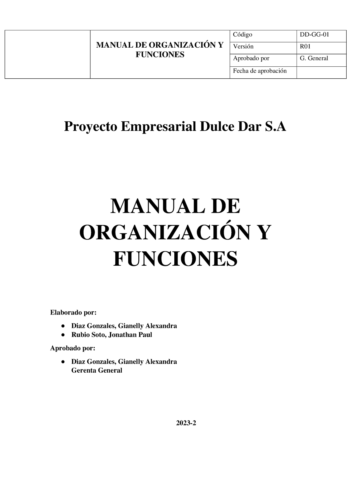 3. Manual De Organización Y Funciones DD20232 V - MANUAL DE ...