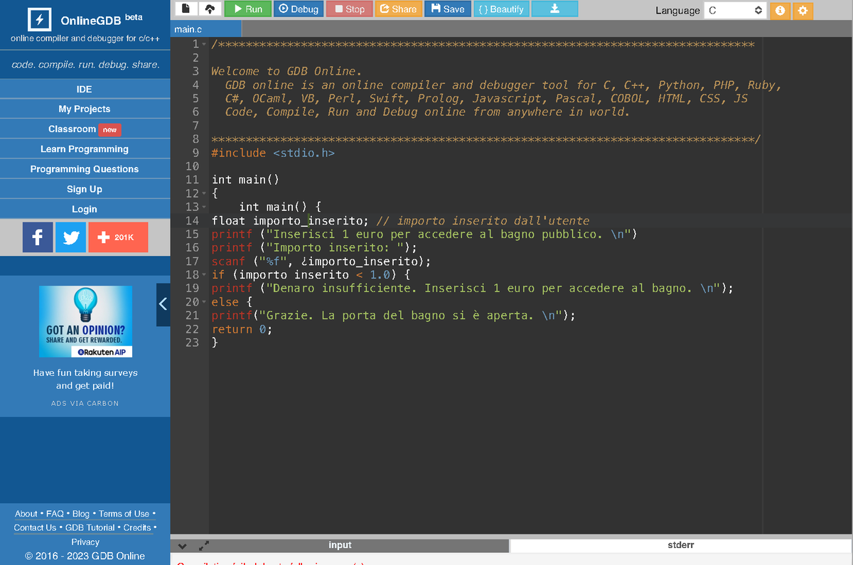 GDB online Debugger  Compiler - Code, Compile, Run, Debug online