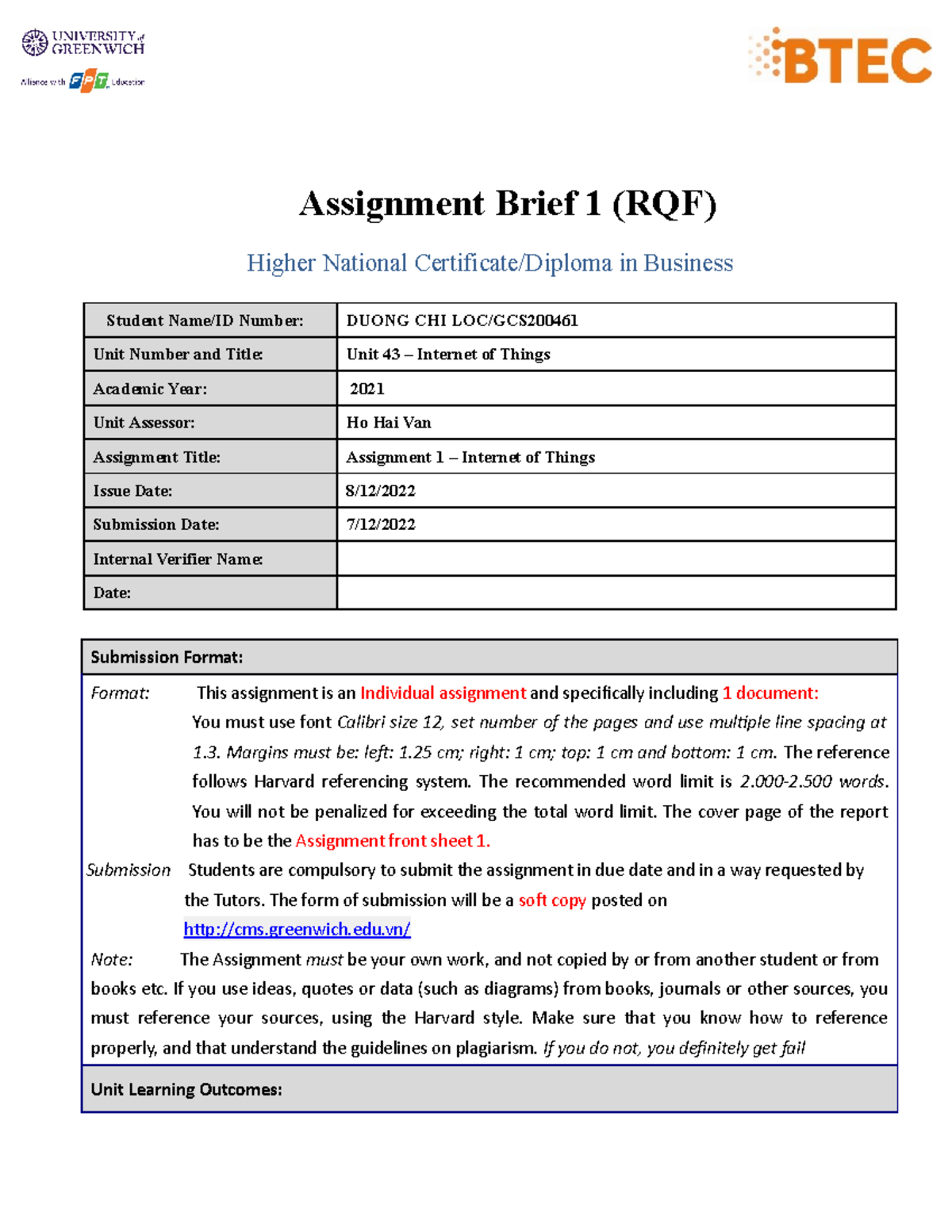 1690 GCS2004 61 Duong Chi Loc Assignment 1 Brief - Assignment Brief 1 ...